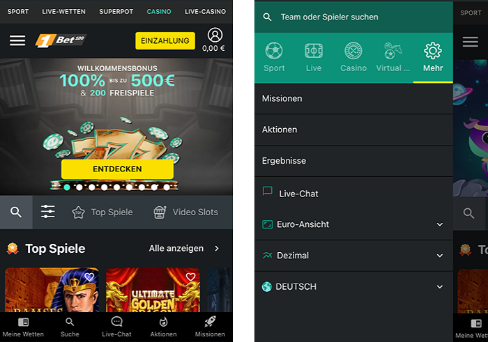 Das 1Bet Casino auf dem Handy