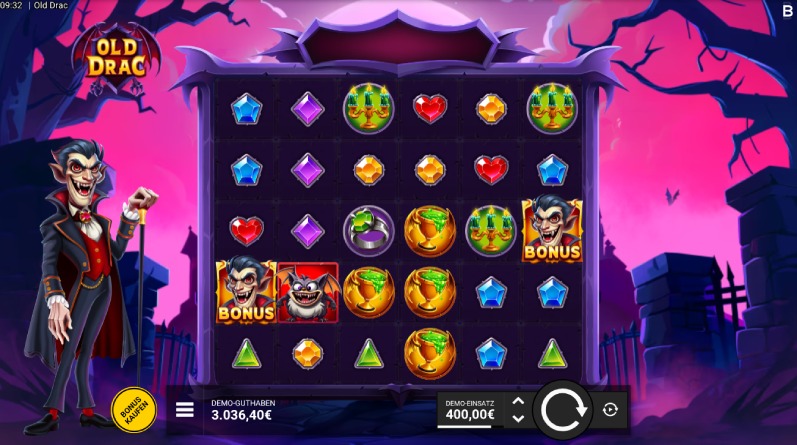 ©Stake & Backseat Gaming | Der Spielbildschirm von Old Drac auf dem Desktop.