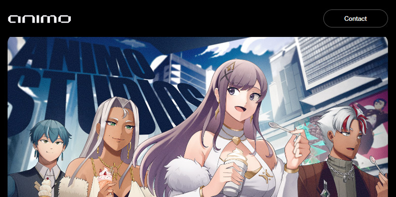 Jung, hipp und im Anime-Design: Die (Croupier-)Avatare von Animo Studios - hier zu sehen auf der Homepage des Providers.