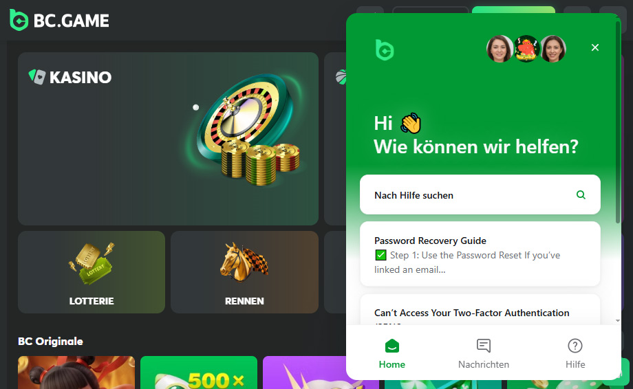 Die FAQ-Sammlung ist direkt im Chat-Fenster integriert. Weitere Informationsseiten sind unter dem Schlagwort "FAQ" im Website Footer verlinkt.