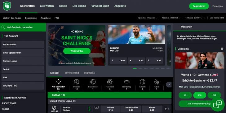 Bet90 Homepage