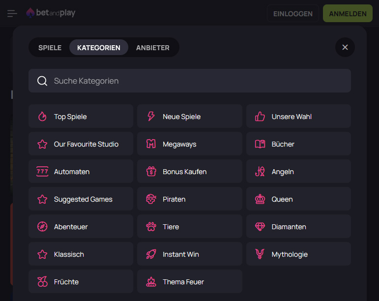 Nützlich: Die Suchfunktion ist nach "Spiele", "Kategorien" und "Anbieter" strukturiert.