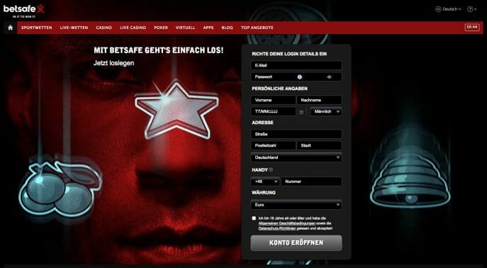 Betsafe registrieren