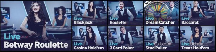 Betway Live Casino Spiele