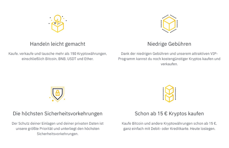 Alle Vorteile von Binance auf einem Blick