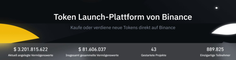 Unter Launchpad findet man die Token Plattform von Binance