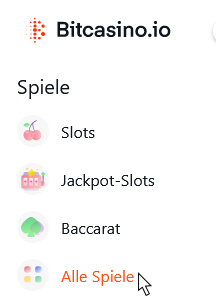 Bitcasino.io Menü: Alle Spiele