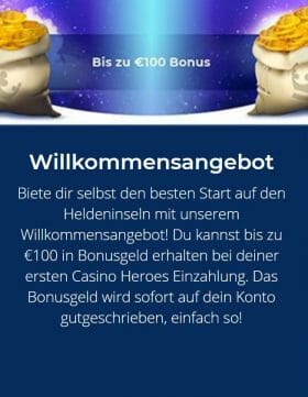 Casino Heroes Willkommen