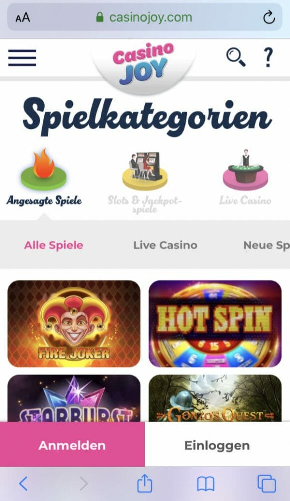 Casino Joy mobil spielen