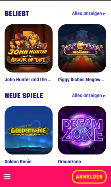 Caxino App Spiele