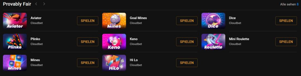 Nachweilich faire Spiele im Cloudbet Casino