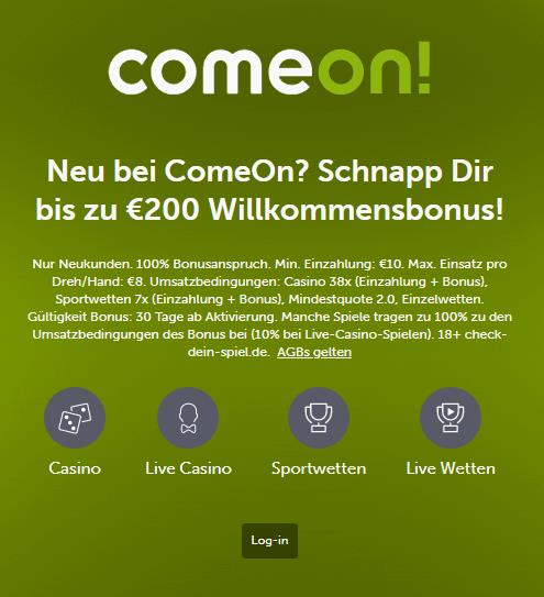 ComeOn Bonus 200 Euro
