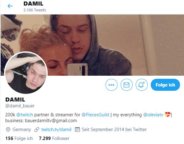 Über 7000 Follower hat Streamer Damil auf Twitter