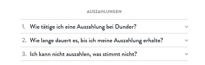 Dunder Faq Auszahlungen