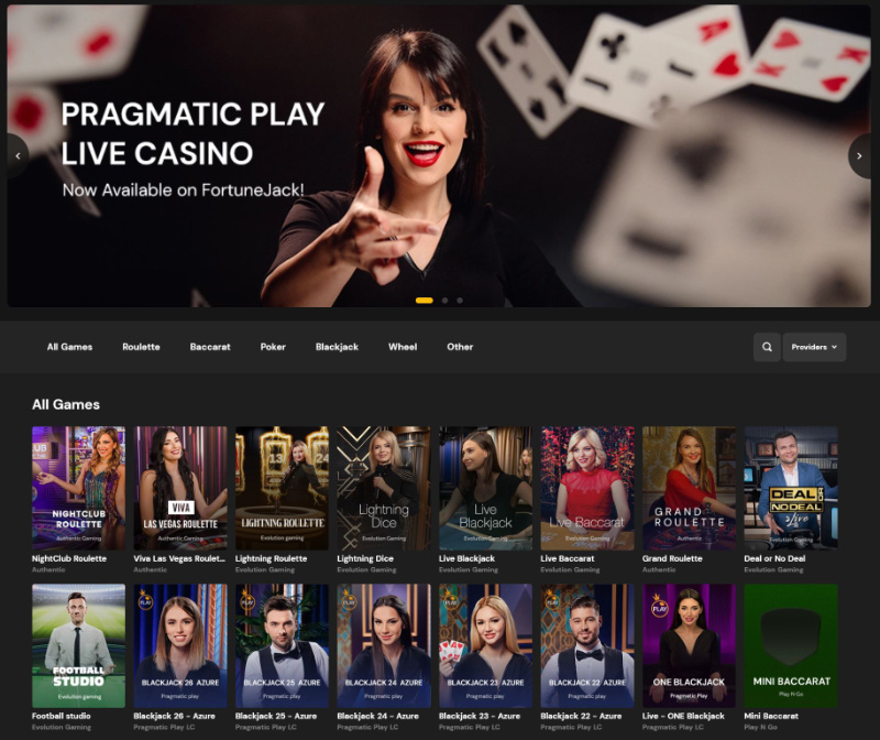 Die Live Kategorie im Fortunejack Casino