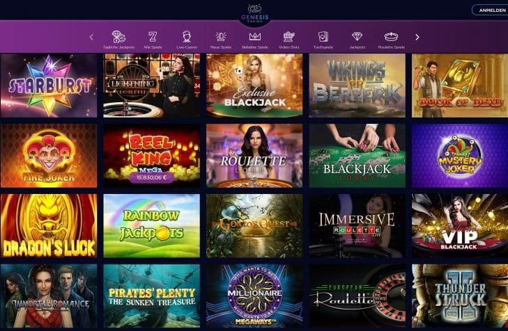 Genesis Casino Alle Spiele