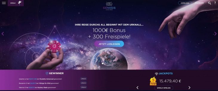 Genesis Casino Webseite