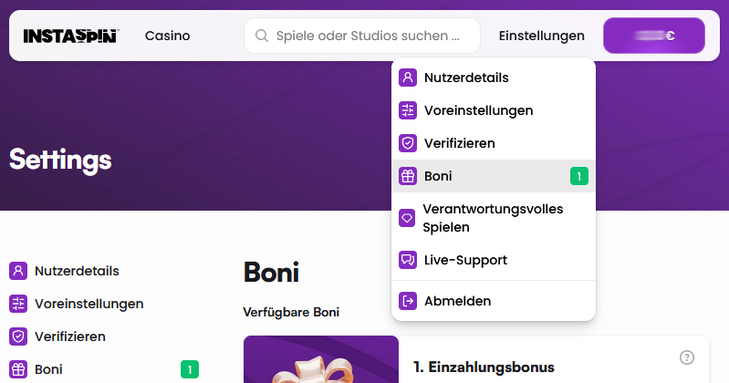 Unter "Boni" finden Spieler immer wieder maßgeschneiderte Angebote.