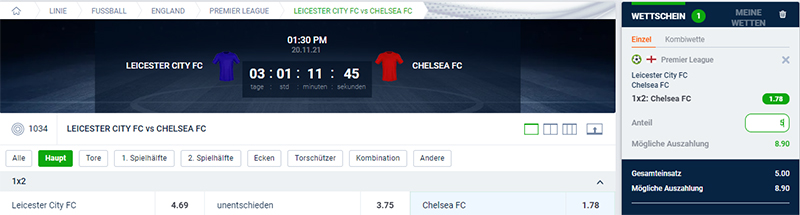 leicester - chelsea quoten 20bet