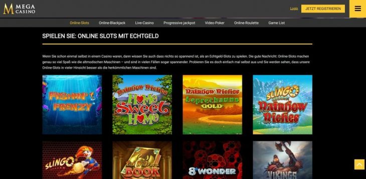 Mega Casino Webseite