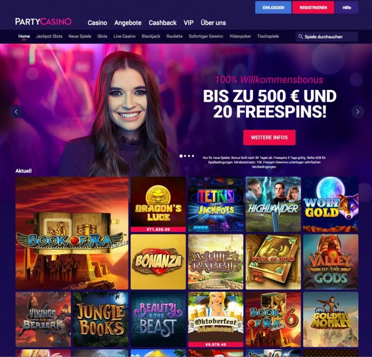 Party Casino Webseite