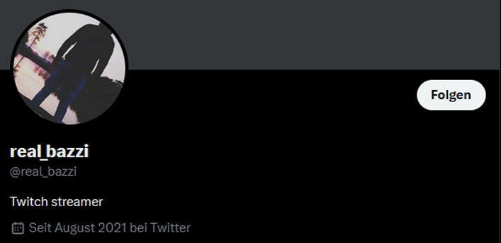 ©twitter.com/real_bazzi | Twitter ist nicht die Hauptplattform von Bazzi. Das sieht man auch daran, dass er selbst nach einigen Wochen sich dort noch als Twitch Streamer bezeichnet. Allerdings haben seine Beiträge durchaus stark zugenommen nach den Sperren auf anderen Plattformen.