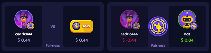Das Kryptospiel Conflip kann gegen einen Mitspieler oder den Bot gespielt werden