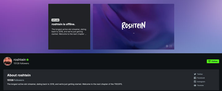 ©kick.com/roshtein | Noch hat Roshtein auf Kick.com weitaus weniger Follower, als auf seinen anderen Plattformen. Aber dieses Bild aus den Anfangstagen zeigt, wie erfolgreich Roshtein wirklich ist. Denn innerhalb weniger Tage und mit nur einem Live Stream konnte er über 15.000 Follower auf sein Profil locken. Mittlerweile sind es natürlich schon sehr viel mehr und die Anzahl steigt rapide weiter.