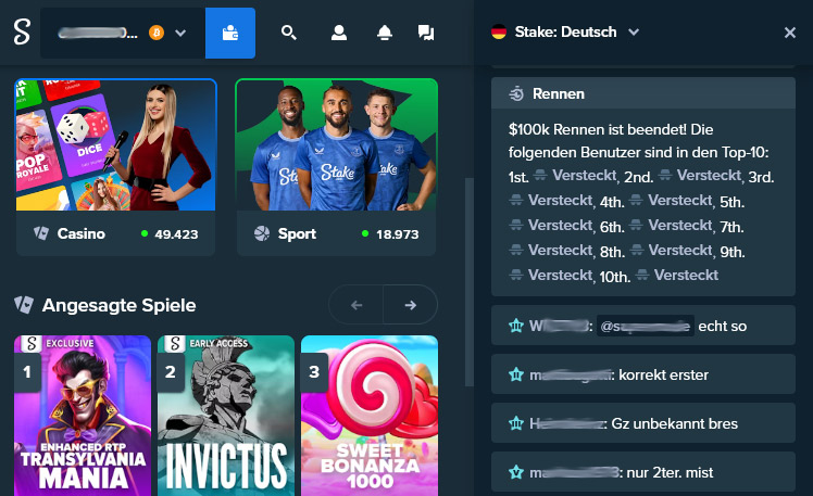 Der Community Chat bietet Kanäle in mehreren Sprachen, darunter auch Deutsch.
