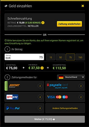 Stargames Geld einzahlen