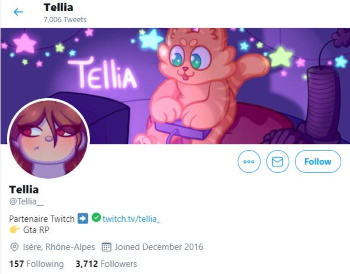 Tellia on twitter