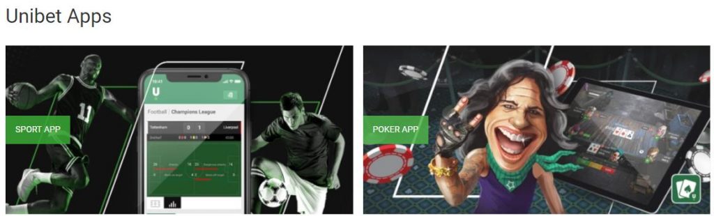 Unibet stellt für Sportwetten und dem Pokerbereich eine eigene  App in den Downloads Shops zur Verfügung. Für Slots gibt es allerdings nur die Web App.