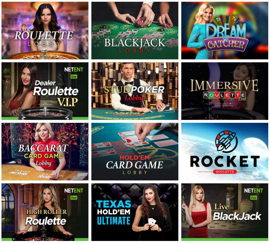 Nur ein Teil des Vegas Hero Live Casino Angebots