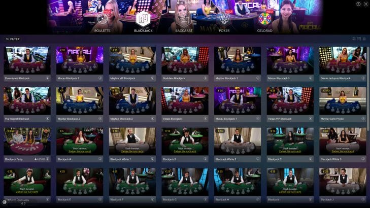 Abbildung oben: Die Grafik zeigt nur einen Teil des umfangreichen Live Casino Spielangebots, welches Sie bei William Hill wiederfinden werden. Neben Roulette bietet William Hill Live Blackjack, Live Baccarat, Live Poker und sogar Live Glücksradspiele an. Somit sollte für jeden Geschmack etwas dabei sein.