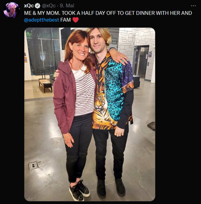 xQc Twitter Foto mit seiner Mutter