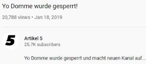 Yo Domme auf youtube gesperrt